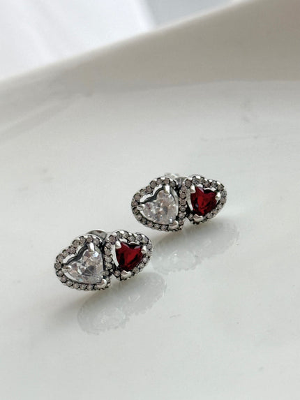 ARETE DOBLE CORAZON ROJO