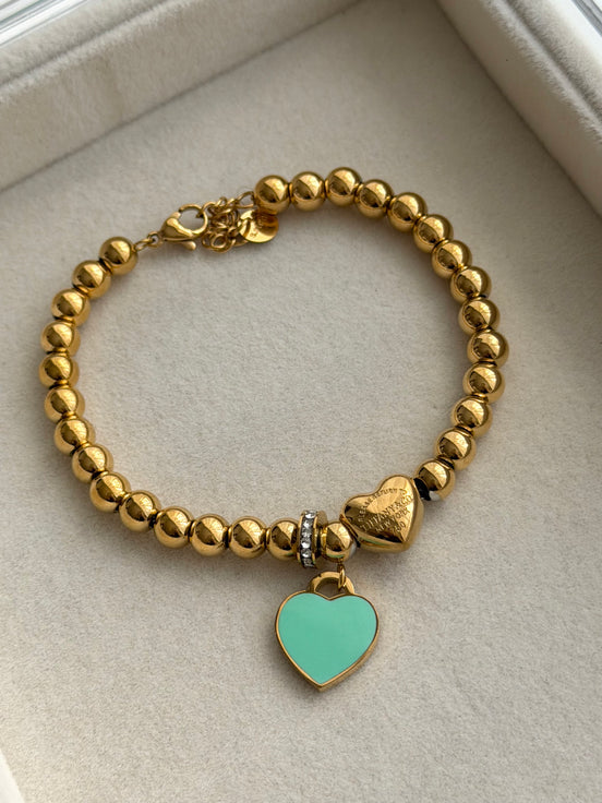 PULSERA BOLITAS CORAZON