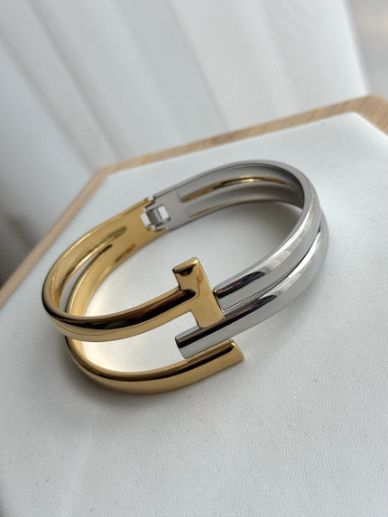 BRAZALETE DOBLE T BICOLOR