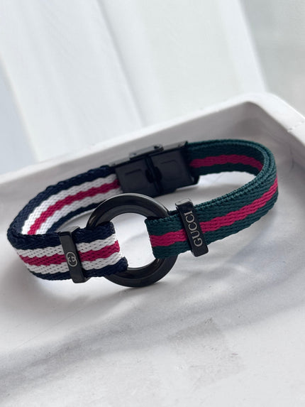 PULSERA TELA PLACA NEGRA