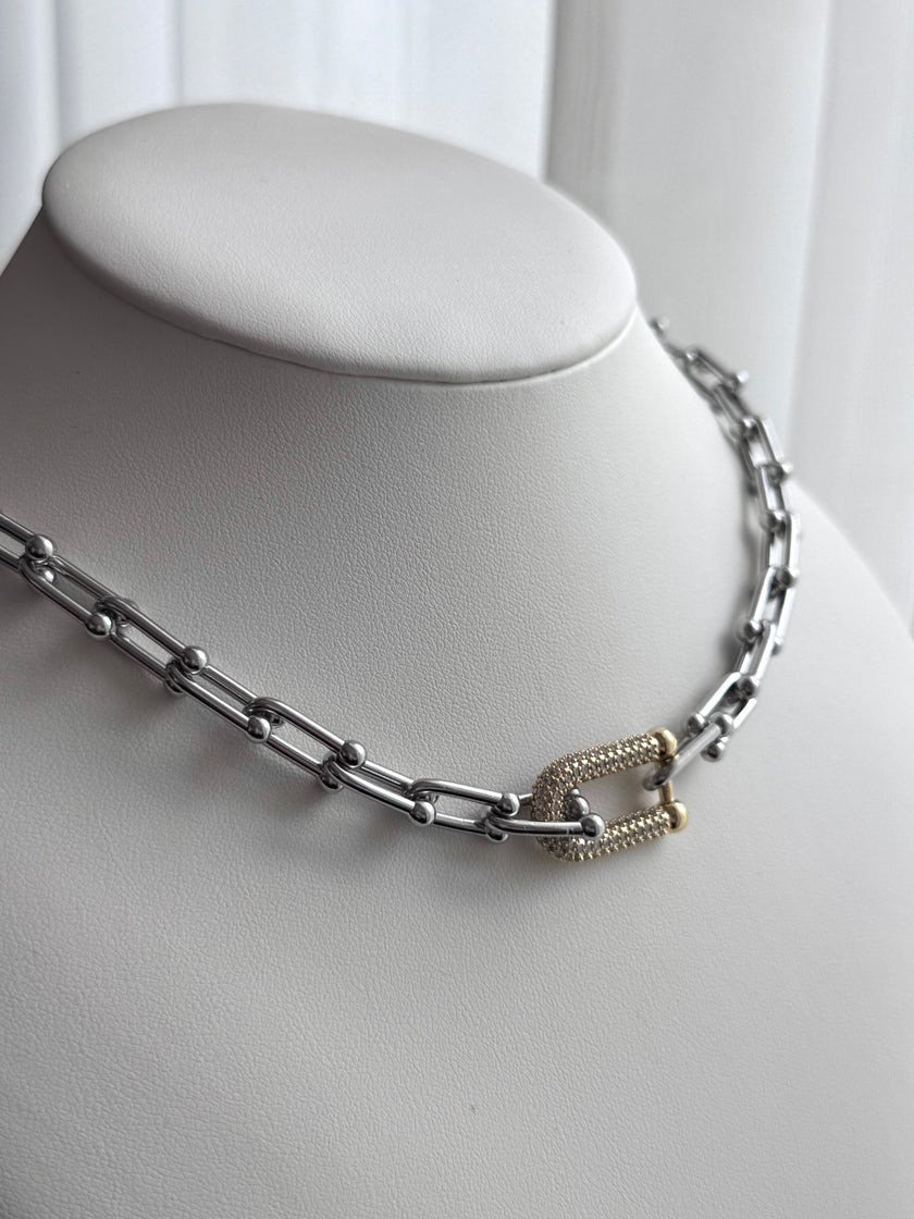 COLLAR ESLABON DORADO CON CRISTALES