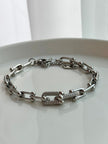 PULSERA ESLABONES CON CRISTAL PLATEADO