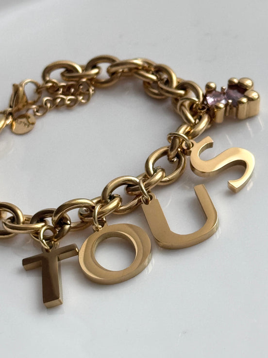 PULSERA DIJES LETRAS OSO ROSA