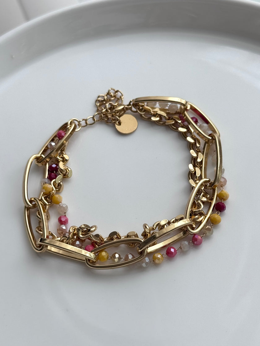 PULSERA CADENAS Y CRISTALES