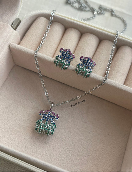 SET OSITO ZIRCONIAS COLORES