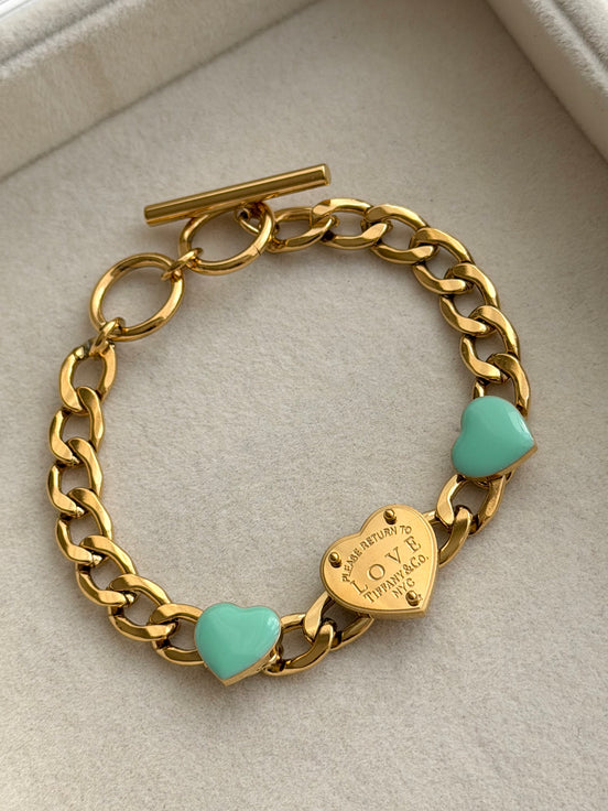 PULSERA CADENA CORAZONES
