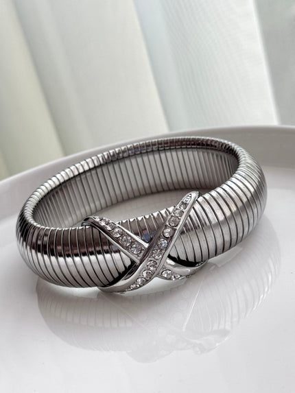 PULSERA GRUESA CRUZ CRISTALES