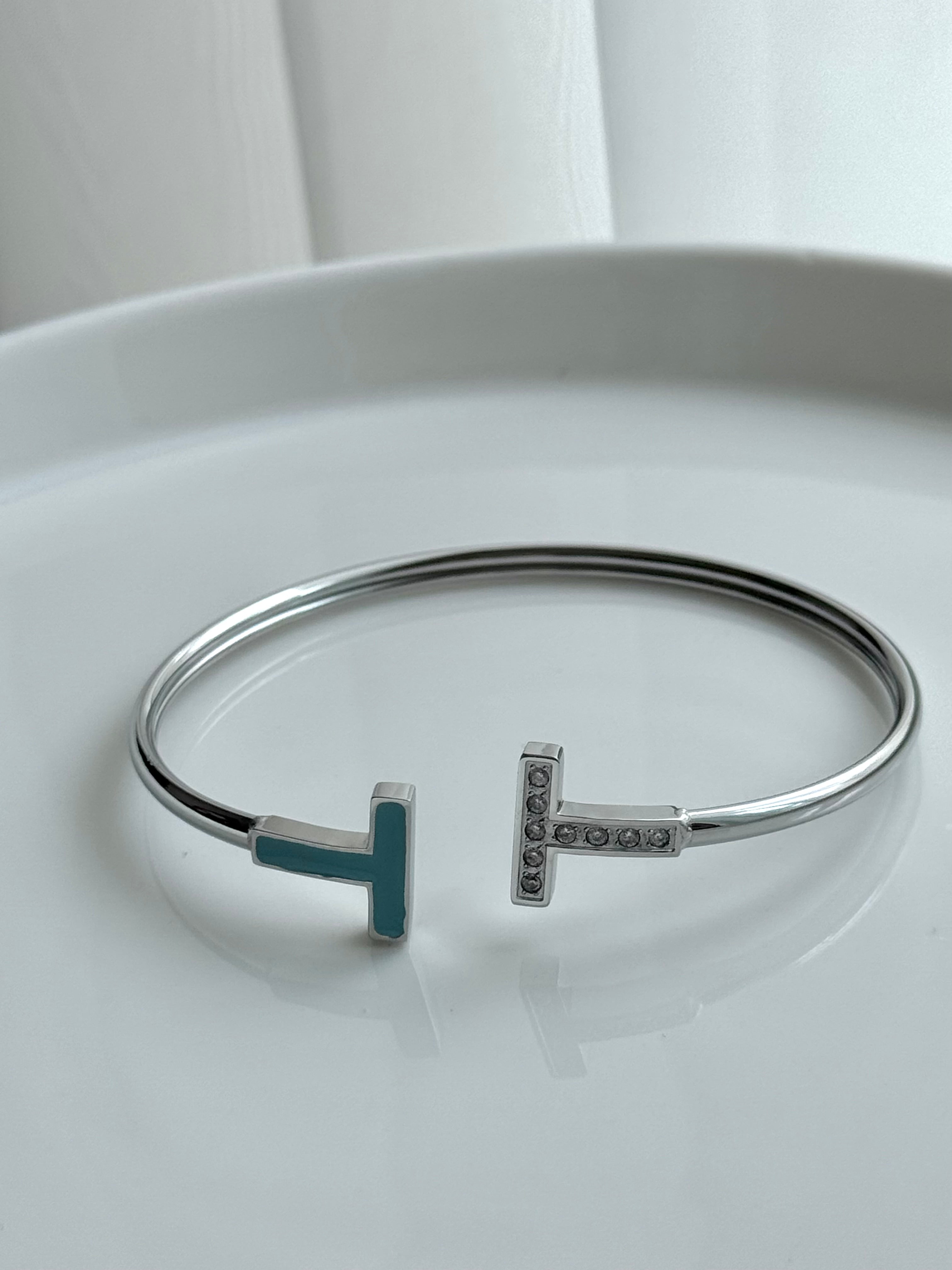 BRAZALETE ABIERTO T AZUL Y CRISTAL