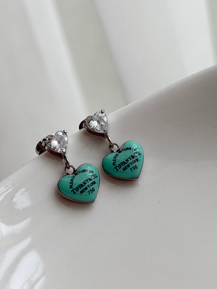 ARETE COLGANTE CORAZON AZUL