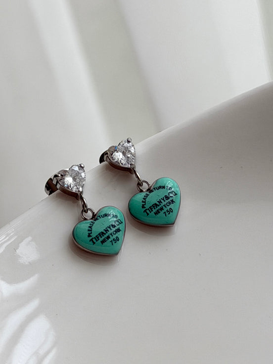 ARETE COLGANTE CORAZON AZUL