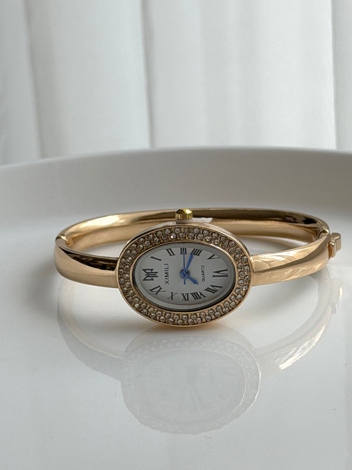 RELOJ TIPO PULSERA CON CRISTAL