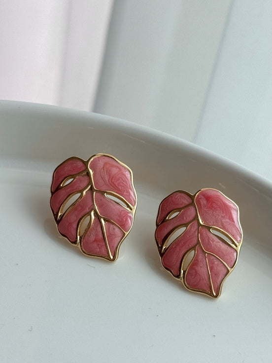ARETE HOJA ROSA