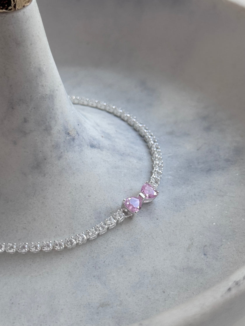 PULSERA CRISTAL MOÑO ROSA