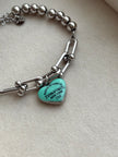 PULSERA ESLABONES CORAZON AZUL