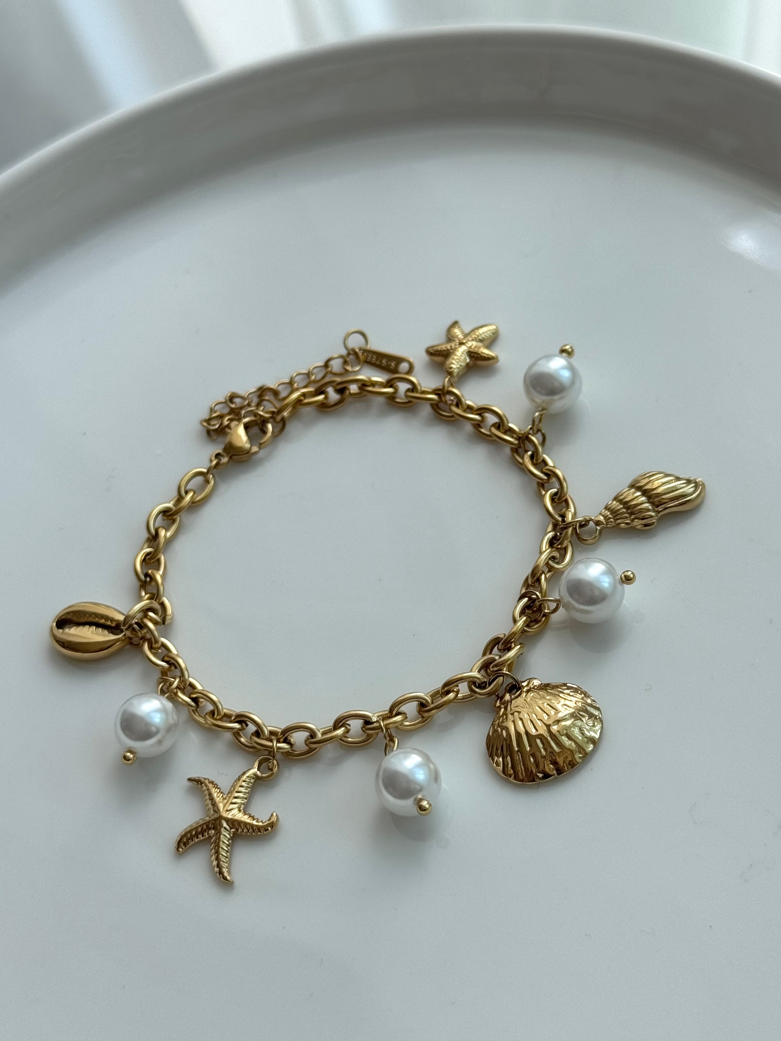 PULSERA DIJES CONCHAS Y PERLAS