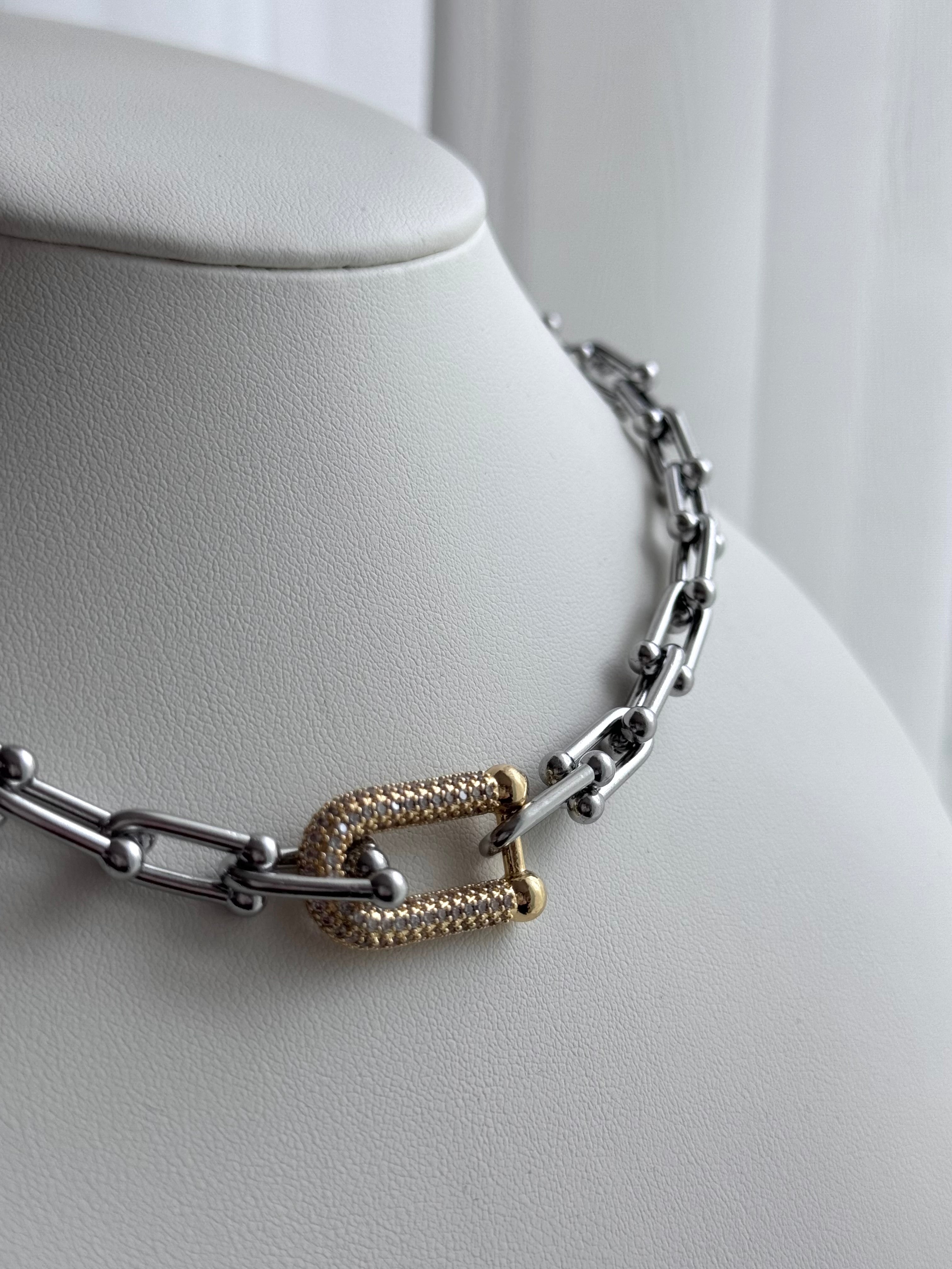 COLLAR ESLABON DORADO CON CRISTALES