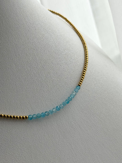 COLLAR BOLITAS CON CRISTAL AZUL