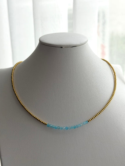 COLLAR BOLITAS CON CRISTAL AZUL
