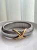 PULSERA GRUESA CRUZ LISA BICOLOR