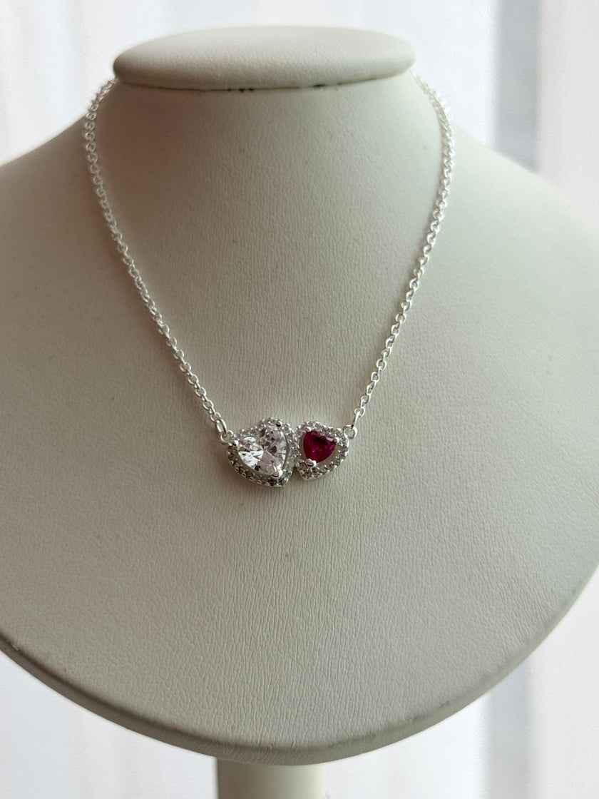 COLLAR DOBLE CORAZON ROJO