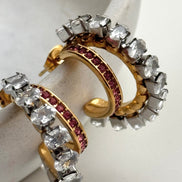 ARETE DOBLE CON CRISTAL ROSA