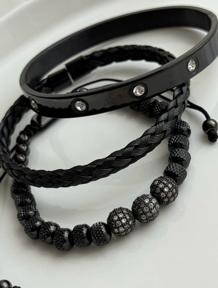 TRÍO DE PULSERAS NEGRAS