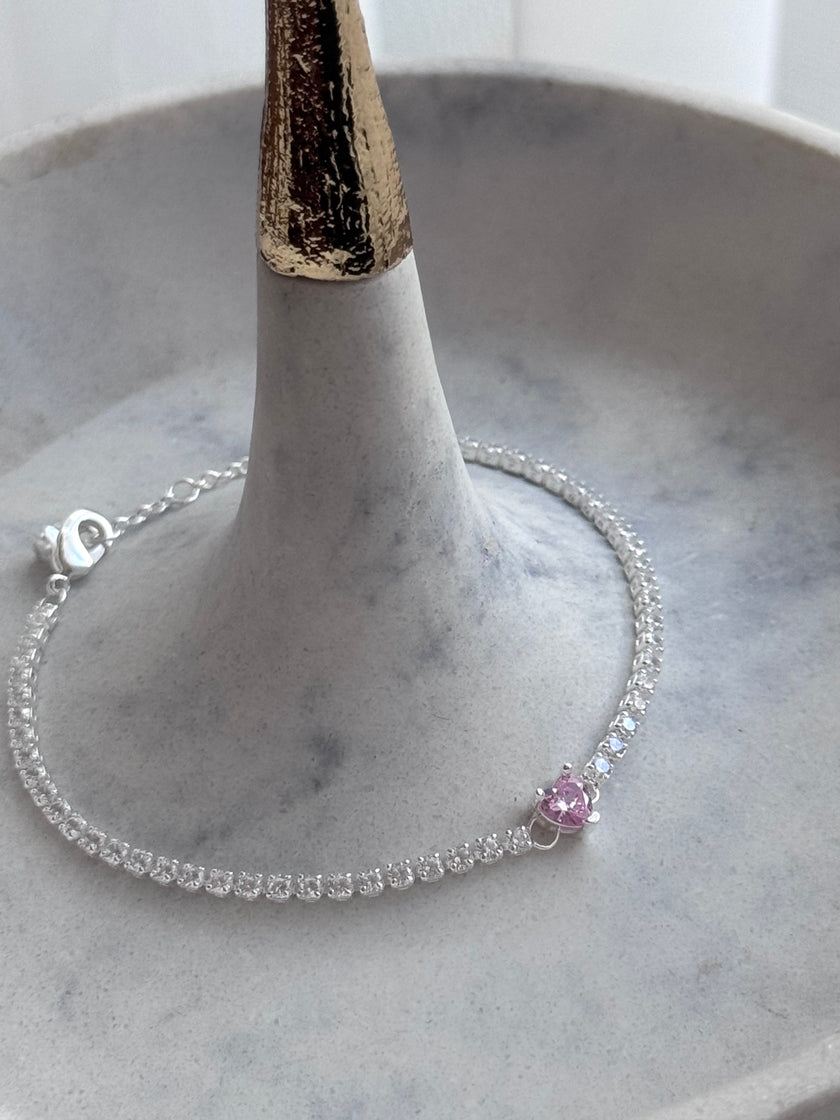 PULSERA CRISTAL CORAZON ROSA