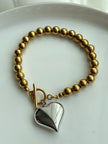 PULSERA BOLITAS Y CORAZON