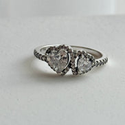 ANILLO DOBLE CORAZON BLANCO