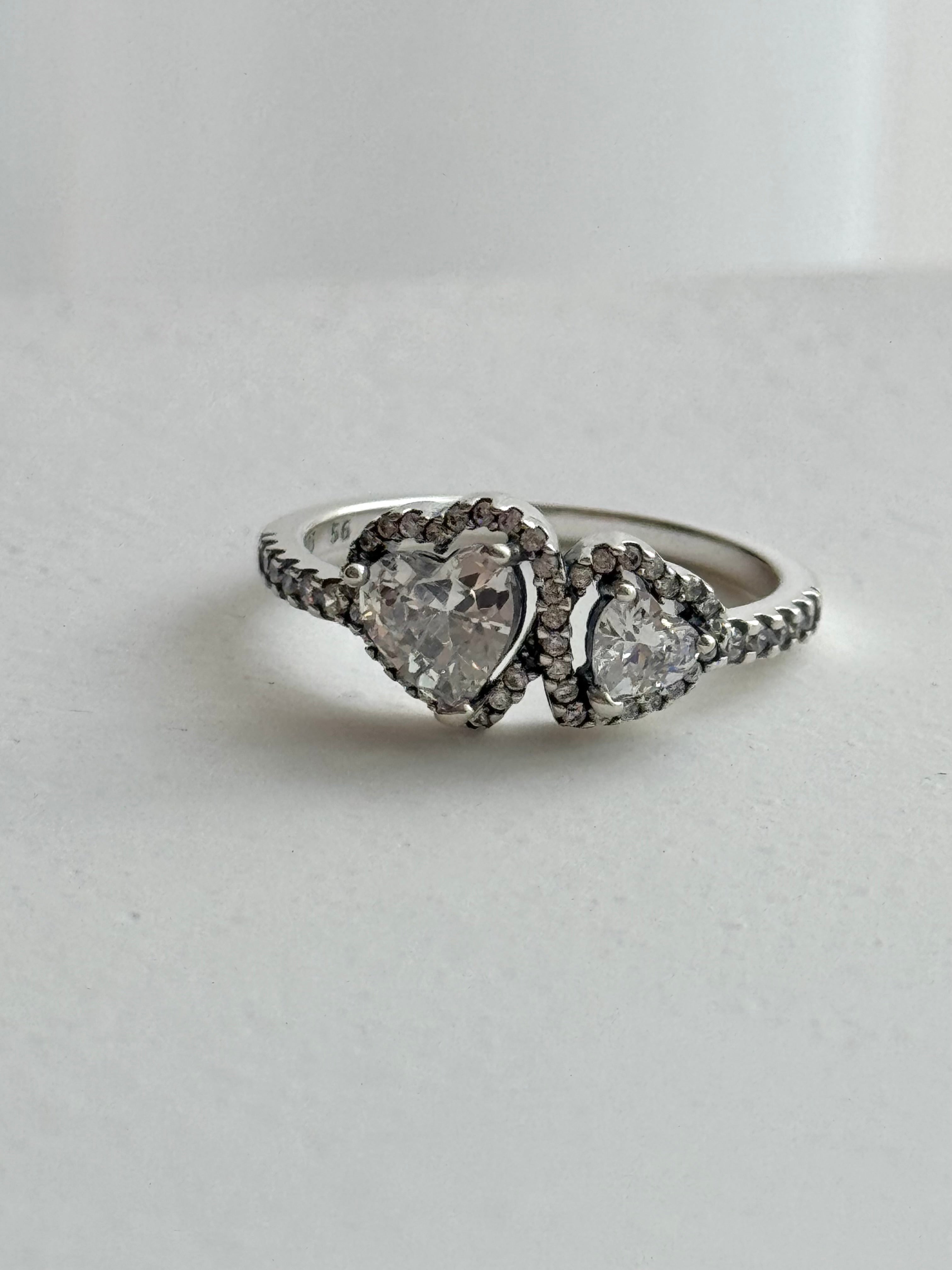 ANILLO DOBLE CORAZON BLANCO