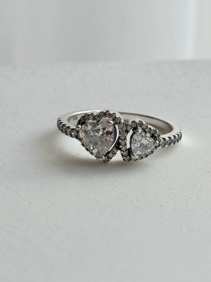 ANILLO DOBLE CORAZON BLANCO