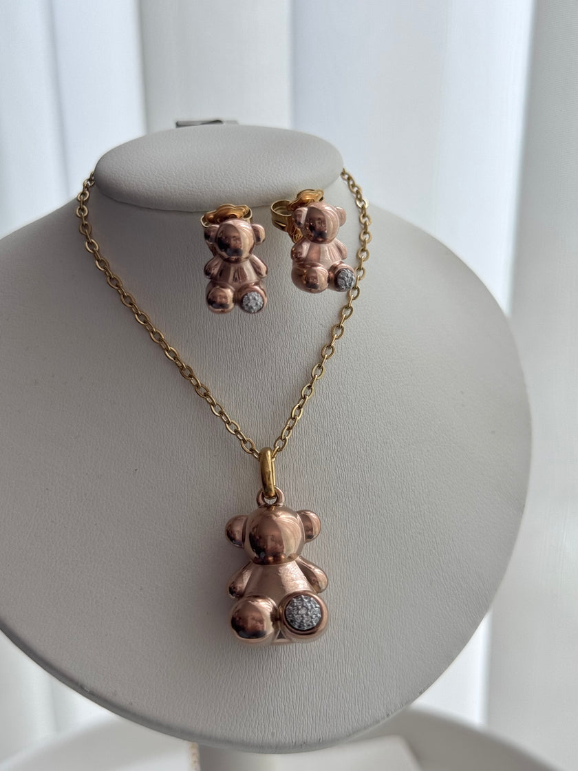 SET COMPLETO OSITOS ORO ROSA