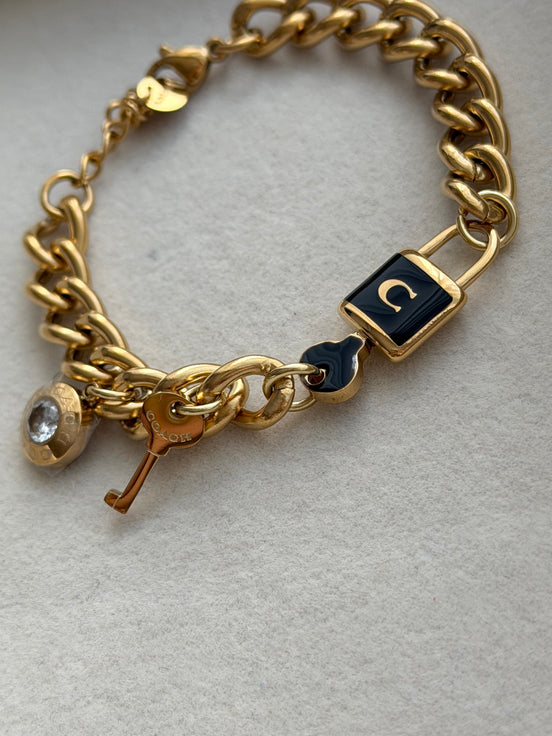 PULSERA LLAVE CADADO NEGRO
