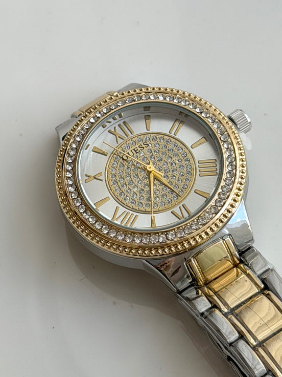RELOJ BICOLOR CON CRISTAL