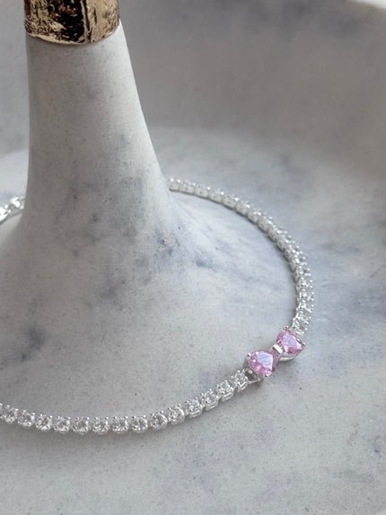 PULSERA CRISTAL MOÑO ROSA