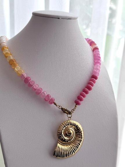 COLLAR POEDRA CRISTAL COLORES DIJE CARACOL