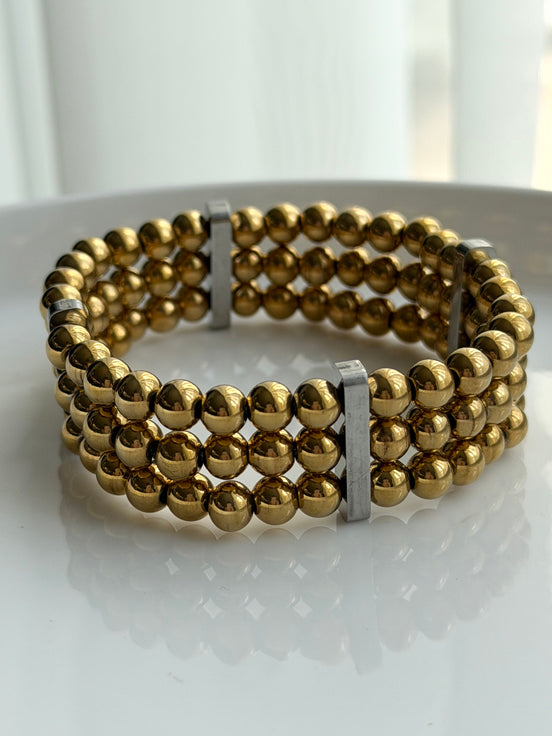 PULSERA TRIPLE BOLITAS