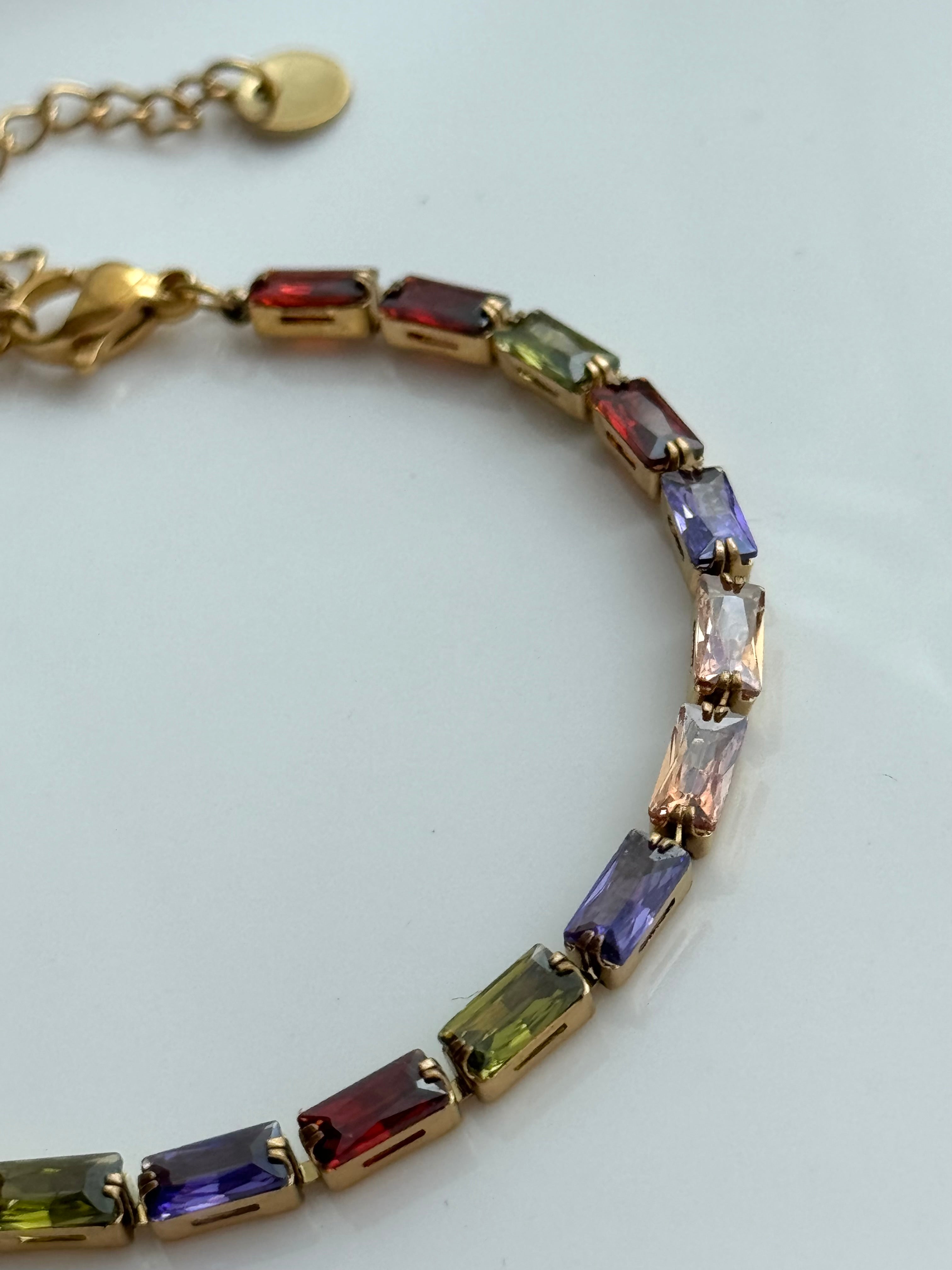 PULSERA TENNIS MULTICOLOR ZIRCONIA RECTANGULAR