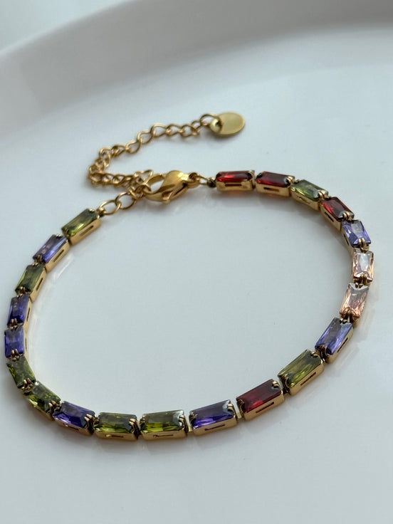 PULSERA TENNIS MULTICOLOR ZIRCONIA RECTANGULAR