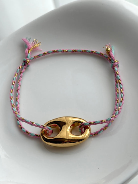 PULSERA ESLABÓN HILO ROSA