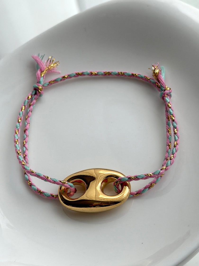 PULSERA ESLABÓN HILO ROSA