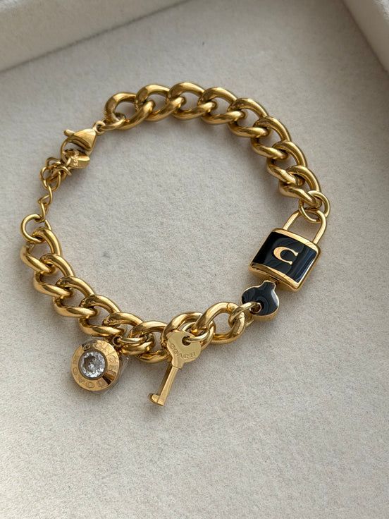 PULSERA LLAVE CADADO NEGRO