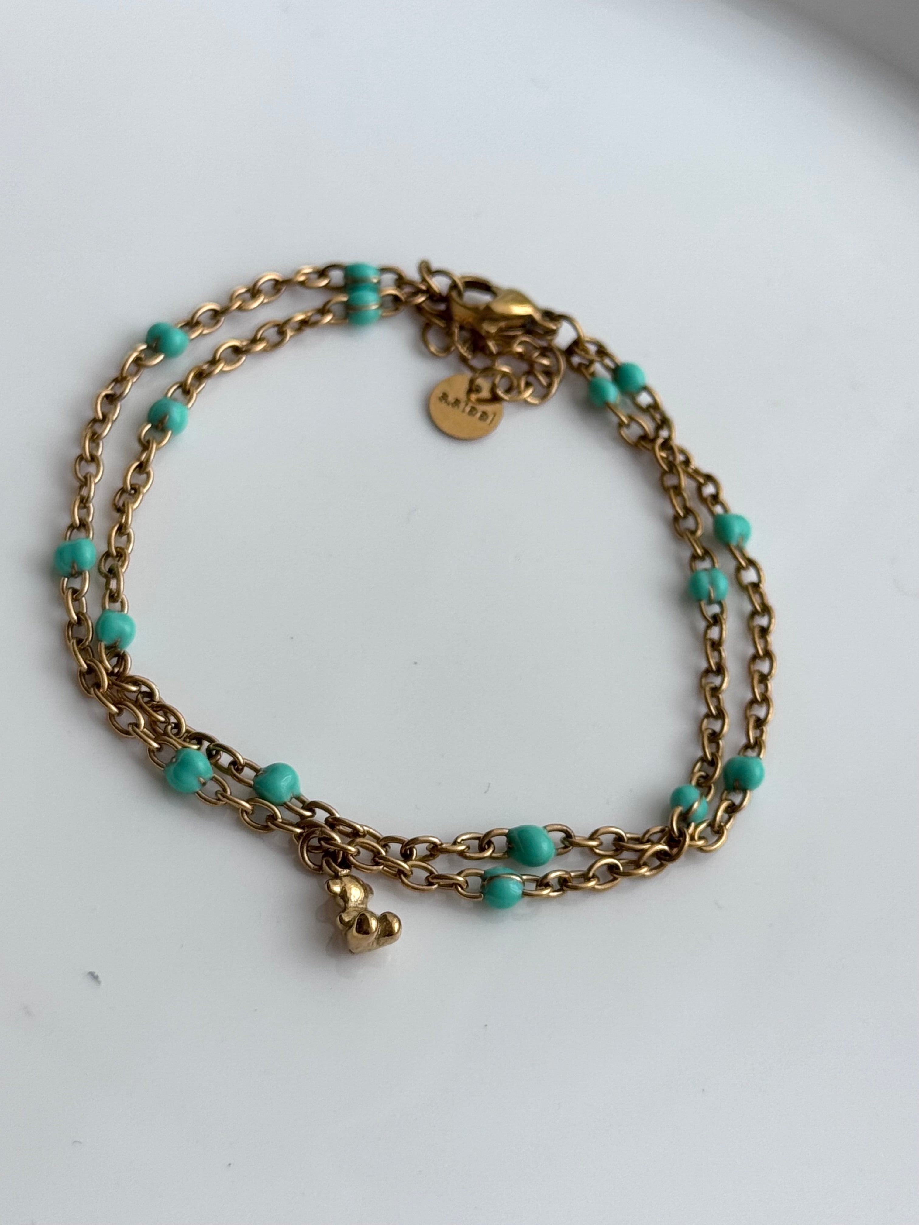 PULSERA DOBLE CADENA AZUL