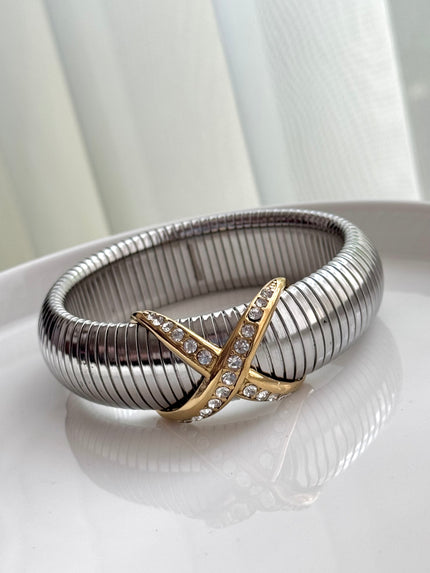 PULSERA GRUESA CRUZ CRISTALES