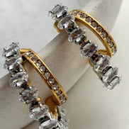 ARETE DOBLE CON CRISTAL BLANCO