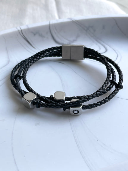 PULSERA TRENZADA CUBOS PLATEADA