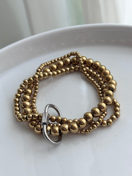 PULSERA BOLITAS HEBILLA PLATEADO