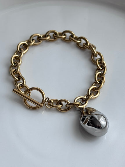 PULSERA CADENA CON DIJE IRREGULAR