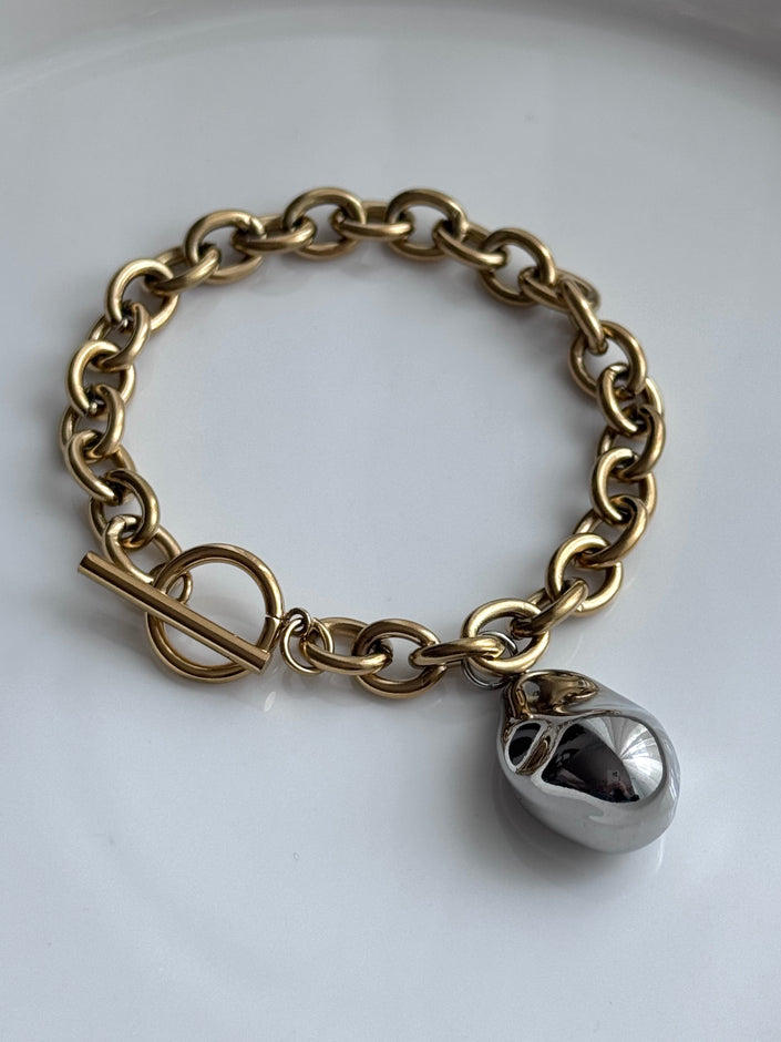 PULSERA CADENA CON DIJE IRREGULAR