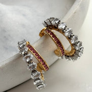 ARETE DOBLE CON CRISTAL ROSA